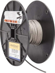 Value Collection - 50' Long, 1/8" Diam, Aircraft Cable - 1,780 Lb Breaking Strength, Material Grade 316, 7 x 19 Strand Core - Makers Industrial Supply