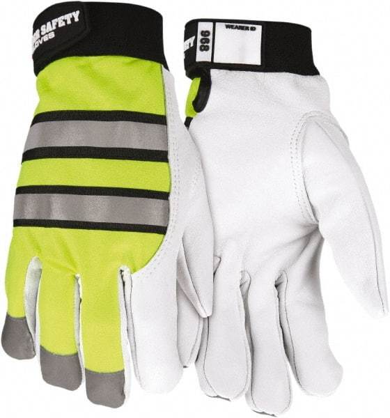 MCR Safety - Size S Goatskin General Protection Work Gloves - For Work & Driver, Uncoated, Hook & Loop Cuff, White/Yellow/Black, Paired - Makers Industrial Supply