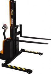 Vestil - 1,500 Lb Capacity, 64" Lift Height, Battery Powered Stacker - 1-1/2" Lowered Height, 42" Fork Length, 58-1/2" Overall Width - Makers Industrial Supply