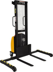 Vestil - 770 Lb Capacity, 59" Lift Height, Battery Powered Stacker - 1-9/16" Lowered Height, 30" Fork Length, 45" Overall Width - Makers Industrial Supply