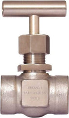 Brennan - 1/4" Pipe, Straight Needle Valve - PTFE Seal, Tube Ends, Stainless Steel Valve, 6,000 Max psi - Makers Industrial Supply