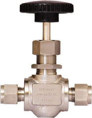 Brennan - 3/8" Pipe, Straight Needle Valve - PTFE Seal, Tube Ends, Stainless Steel Valve, 6,000 Max psi - Makers Industrial Supply