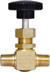 Brennan - 1/4" Pipe, Straight Needle Valve - PTFE Seal, NPT Ends, Brass Valve, 3,000 Max psi - Makers Industrial Supply