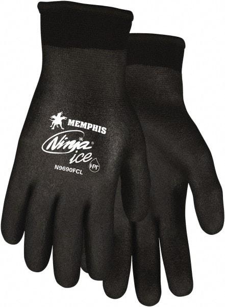 MCR Safety - Size 2XL Work Gloves - Knit Wrist Cuff, Black Polymer, Shell, White Logo, Hem, Paired - Makers Industrial Supply