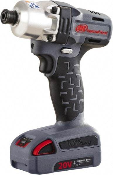 Ingersoll-Rand - 1/4" Drive 20 Volt Pistol Grip Cordless Impact Wrench & Ratchet - 1,700 RPM, 2,800 BPM, 165 Ft/Lb Torque, 2 Lithium-Ion Batteries Not Included - Makers Industrial Supply