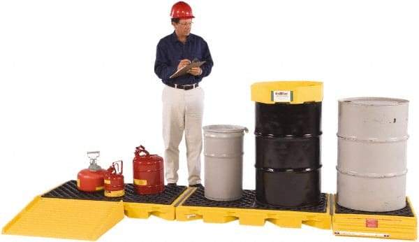 UltraTech - 121 Gal Sump, 7,500 Lb Capacity, 5 Drum, Polyethylene Spill Deck or Pallet - 129-3/4" Long x 5-3/4" Wide x 26" High, Low Profile, Inline Drum Configuration - Makers Industrial Supply