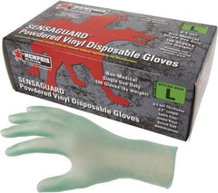 MCR Safety - Size XL, 6-1/2 mil, Industrial Grade, Powdered Vinyl Disposable Gloves - 9-1/2" Long, Green, Smooth Rolled Cuffs, FDA Approved, Ambidextrous - Makers Industrial Supply