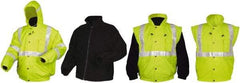 MCR Safety - Size XL, Lime, Rain, Cold Weather Rain Jacket - 3 Pockets, Rollaway Hood - Makers Industrial Supply