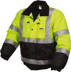 MCR Safety - Size 4XL, Lime, Rain, Cold Weather Rain Jacket - 3 Pockets, Rollaway Hood - Makers Industrial Supply