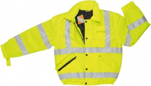 MCR Safety - Size 3XL, High Visibility Lime, Rain, Cold Weather Rain Jacket - 3 Pockets, Attached Hood - Makers Industrial Supply