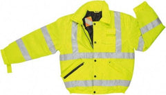 MCR Safety - Size 2XL, High Visibility Lime, Rain, Cold Weather Rain Jacket - 3 Pockets, Attached Hood - Makers Industrial Supply