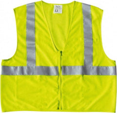 MCR Safety - Size 3XL High Visibility Lime Mesh General Purpose Vest - 27.4" Chest, ANSI 107-2015, Zipper Closure, 2 Pockets, Polyester - Makers Industrial Supply