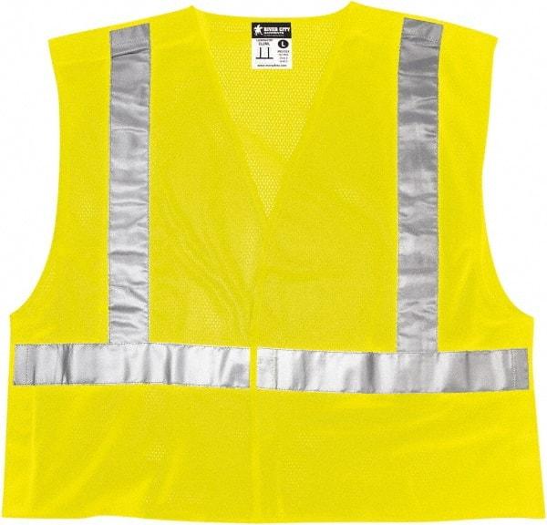 MCR Safety - Size 2XL High Visibility Lime Mesh Breakaway Vest - 26.4" Chest, ANSI 107-2015, Hook & Loop Closure, Polyester - Makers Industrial Supply