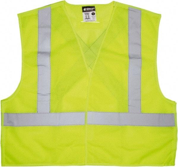 MCR Safety - Size 3XL High Visibility Lime Breakaway Vest - 27.4" Chest, ANSI 107-2015, Hook & Loop Closure, Polyester - Makers Industrial Supply