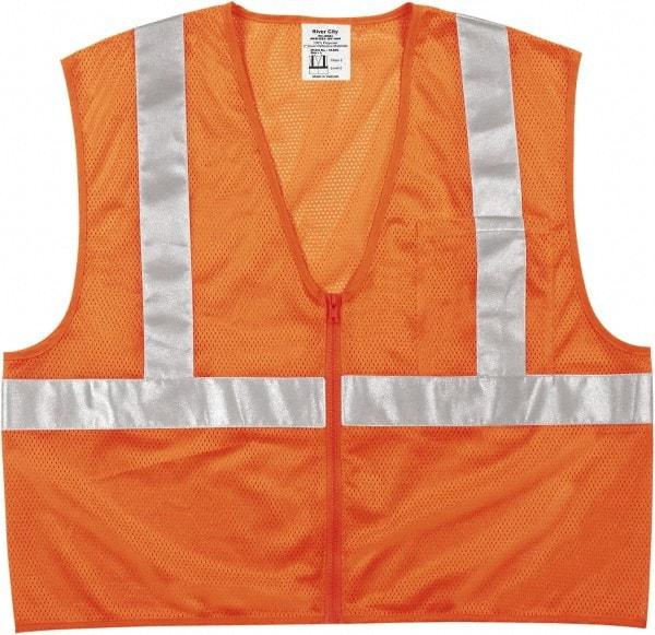 MCR Safety - Size L High Visibility Orange Mesh General Purpose Vest - 24.4" Chest, ANSI 107-2015, Zipper Closure, Polyester - Makers Industrial Supply