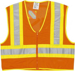 MCR Safety - Size XL High Visibility Orange General Purpose Vest - 25.4" Chest, ANSI 107-2015, Zipper Closure, 2 Pockets, Polyester - Makers Industrial Supply