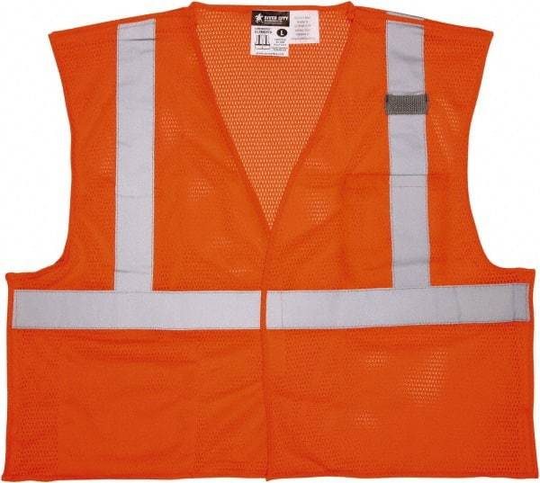 MCR Safety - Size 4XL Flame Resistant/Retardant Orange Mesh Breakaway Vest - 28.4" Chest, ANSI 107-2015, Hook & Loop Closure, 2 Pockets, Polyester - Makers Industrial Supply