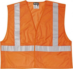 MCR Safety - Size XL High Visibility Orange Mesh Breakaway Vest - 25.4" Chest, ANSI 107-2015, Hook & Loop Closure, 3 Pockets, Polyester - Makers Industrial Supply