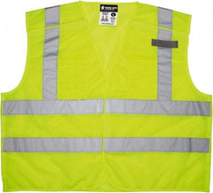 MCR Safety - Size XL High Visibility Lime Mesh Breakaway Vest - 25.4" Chest, ANSI 107-2015, Hook & Loop Closure, 3 Pockets, Polyester - Makers Industrial Supply