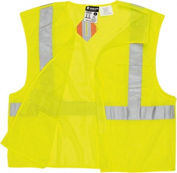 MCR Safety - Size 2XL Flame Resistant/Retardant Lime Mesh Breakaway Vest - 26.4" Chest, ANSI 107-2015, Hook & Loop Closure, 2 Pockets, Polyester - Makers Industrial Supply