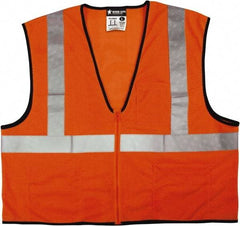 MCR Safety - Size 4XL High Visibility Orange Mesh General Purpose Vest - 28.4" Chest, ANSI 107-2015, Zipper Closure, 3 Pockets, Polyester - Makers Industrial Supply