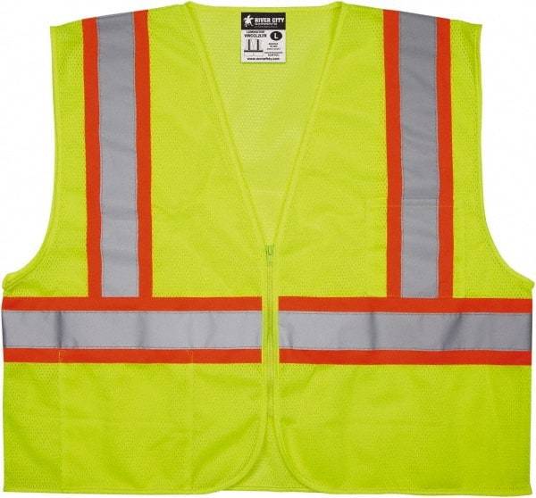 MCR Safety - Size 4XL Flame Resistant/Retardant Lime General Purpose Vest - 28.4" Chest, ANSI 107-2015, Zipper Closure, 2 Pockets, Polyester - Makers Industrial Supply