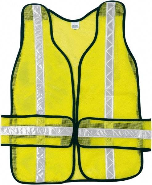 MCR Safety - One Size Fits Most High Visibility Lime Mesh Breakaway Vest - 38" Chest, Hook & Loop Closure, Polyester - Makers Industrial Supply