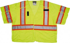 MCR Safety - Size 4XL High Visibility Lime Mesh Surveyor's Vest - 28" Chest, ANSI 107-2015, Hook & Loop Closure, 5 Pockets, Polyester - Makers Industrial Supply