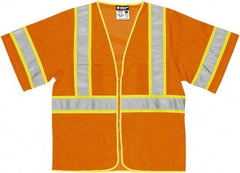 MCR Safety - Size L High Visibility Orange General Purpose Vest - 24.4" Chest, ANSI 107-2015, Zipper Closure, 2 Pockets, Polyester - Makers Industrial Supply