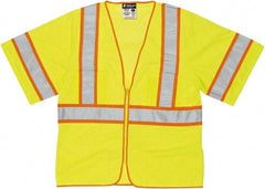 MCR Safety - Size L High Visibility Lime General Purpose Vest - 24.4" Chest, ANSI 107-2015, Zipper Closure, 2 Pockets, Polyester - Makers Industrial Supply