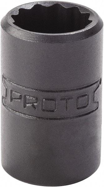 Proto - 9/16", 1/4" Drive, Standard Hand Socket - 12 Points, 7/8" OAL, Alloy Steel, Black Finish - Makers Industrial Supply