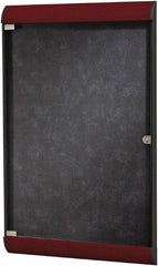 Ghent - 42.13" Wide x 27-3/4" High Enclosed Cork Bulletin Board - Vinyl, Stone (Color) - Makers Industrial Supply