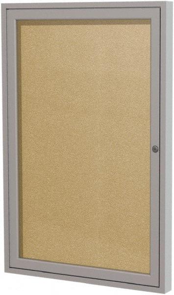 Ghent - 36" Wide x 30" High Enclosed Cork Bulletin Board - Vinyl, Caramel - Makers Industrial Supply