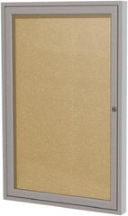 Ghent - 24" Wide x 18" High Enclosed Cork Bulletin Board - Rubber, Caramel - Makers Industrial Supply