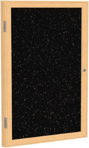 Ghent - 36" Wide x 30" High Enclosed Cork Bulletin Board - Rubber, Tan Speckled - Makers Industrial Supply