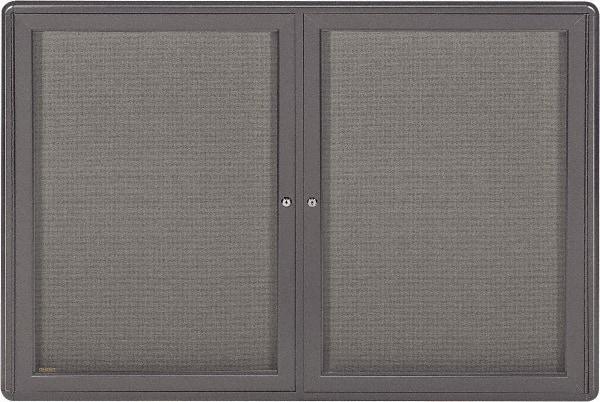 Ghent - 34" Wide x 24" High Enclosed Cork Bulletin Board - Fabric Covered, Black - Makers Industrial Supply