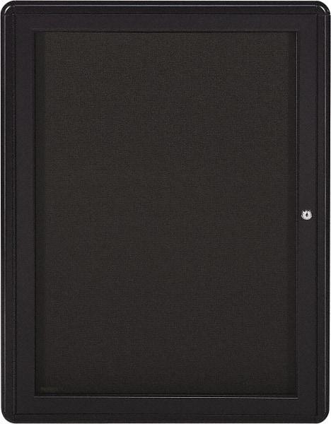 Ghent - 34" Wide x 24" High Enclosed Cork Bulletin Board - Fabric Covered, Gray - Makers Industrial Supply