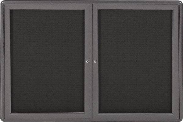 Ghent - 34" Wide x 24" High Enclosed Cork Bulletin Board - Fabric Covered, Gray - Makers Industrial Supply