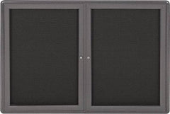 Ghent - 34" Wide x 24" High Enclosed Cork Bulletin Board - Fabric Covered, Gray - Makers Industrial Supply