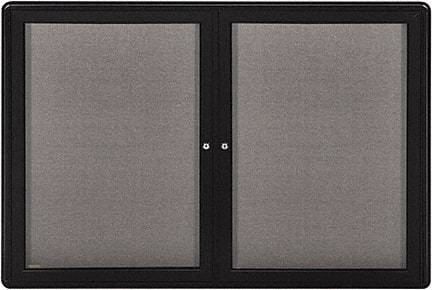 Ghent - 34" Wide x 24" High Enclosed Cork Bulletin Board - Fabric Covered, Black - Makers Industrial Supply