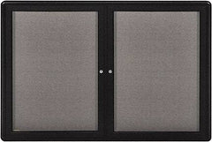 Ghent - 34" Wide x 24" High Enclosed Cork Bulletin Board - Fabric Covered, Black - Makers Industrial Supply