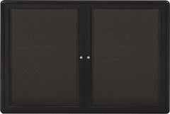 Ghent - 47" Wide x 34" High Enclosed Cork Bulletin Board - Fabric Covered, Gray - Makers Industrial Supply