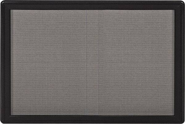 Ghent - 47" Wide x 34" High Enclosed Cork Bulletin Board - Fabric Covered, Black - Makers Industrial Supply