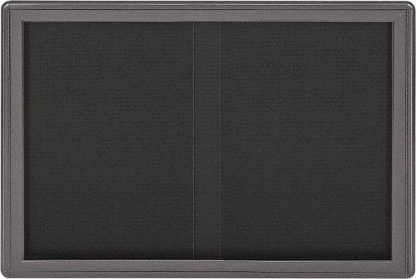 Ghent - 47" Wide x 34" High Enclosed Cork Bulletin Board - Fabric Covered, Gray - Makers Industrial Supply