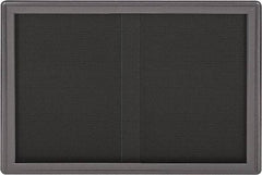 Ghent - 47" Wide x 34" High Enclosed Cork Bulletin Board - Fabric Covered, Gray - Makers Industrial Supply