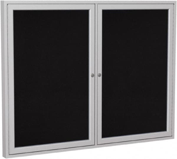 Ghent - 48" Wide x 36" High Enclosed Cork Bulletin Board - Rubber, Black - Makers Industrial Supply