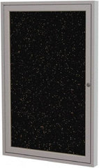 Ghent - 36" Wide x 24" High Enclosed Cork Bulletin Board - Rubber, Tan Speckled - Makers Industrial Supply