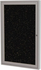 Ghent - 24" Wide x 18" High Enclosed Cork Bulletin Board - Rubber, Tan Speckled - Makers Industrial Supply