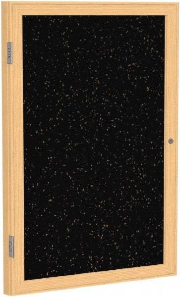 Ghent - 24" Wide x 18" High Enclosed Cork Bulletin Board - Rubber, Tan Speckled - Makers Industrial Supply