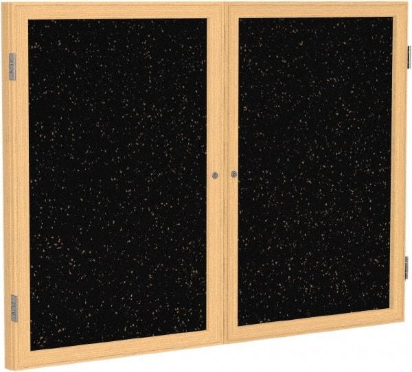 Ghent - 48" Wide x 36" High Enclosed Cork Bulletin Board - Rubber, Tan Speckled - Makers Industrial Supply